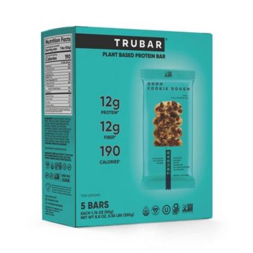 TRUBAR 12g Plant Based Protein Bars - OHHH Cookie Dough - 5ct: Chewy, Ready to Eat, 8.8 oz