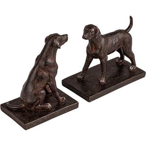 Creative Co-Op 2-Piece Resin Dog Bookends, Black