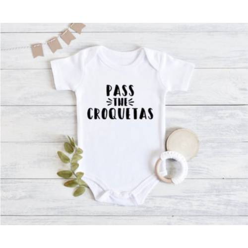 Pass the Croquetas | Onesie Boy | Unisex Onesie | Croquetas Shirt | Cuban Shirt | Cuban Gifts | Latin Clothing | Latin Mom | Bodysuit