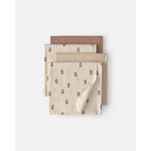 Baby 4-Pack Bear Receiving Blankets - Brown/Cream