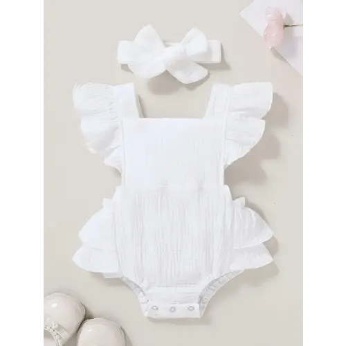 Baby Girl Soft, Comfortable, Cute Ruffled Edge Jumpsuit With - TikTok Shop