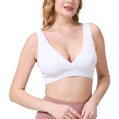 netdraw Buttery Soft Bamboo Viscose Nursing Sleep Bra, Seamless Crossover Wireless Breastfeeding Comfy Materinity Bralette