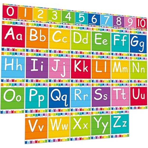 Bulletin Board Alphabet - ABC Alphabet Poster Classroom Decorating Set Preschool English Poster Kindergarten Elementary Classroom Wall Decor Daycare Homeschool Supplies (Colorful)