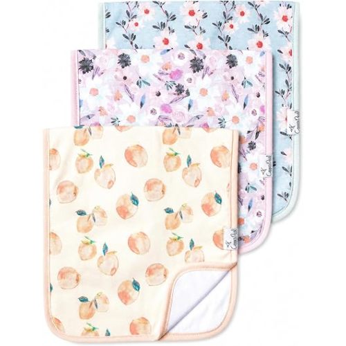Copper Pearl Premium Baby Burp Cloths - 3-Pack Large Cotton Burp Cloths, Extra Soft Spit Up Rags with 3 Absorbent Layers, Perfect for Baby Girl Gifts (21" x 10" Size, Morgan Set)