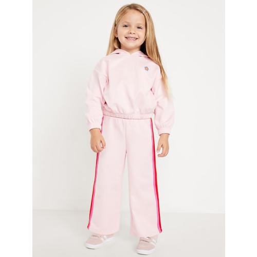 Long-Sleeve Graphic Hoodie and Wide-Leg Pants Set for Toddler Girls