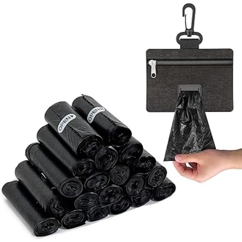 Charmount 200 Count Dog Poop Bags Rolls with Zippered Pouch Dispenser Holder, Extra Thick Leak-Proof Unscented Waste Bags, Coreless Easy Load for Small to Large Dogs