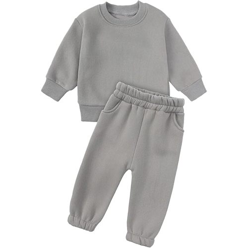 0~3 Years Neutral Outfits Toddler Baby Boy Girl Clothes Solid Color Sweatsuits Fall Winter Tops & Pants