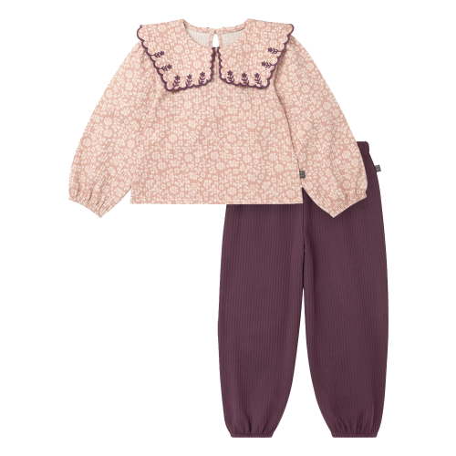 Modern Moments by Gerber Toddler Girl Square Collar Top and Pant Set, Sizes 12 Months - 5T
