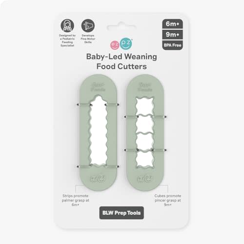 ezpz Baby-Led Weaning Food Cutters (2 pack in Sage) - 6 / 9 Months + - Food Prep for Infants