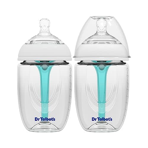 Dr. Talbot's Anti-Colic Bottles - 9 oz (2-Pack) - Baby Bottles for Newborn Babies 0+ Months - Self Sterilizing Newborn Bottles with Slow Flow Soft Flex Nipple and Advanced Venting System