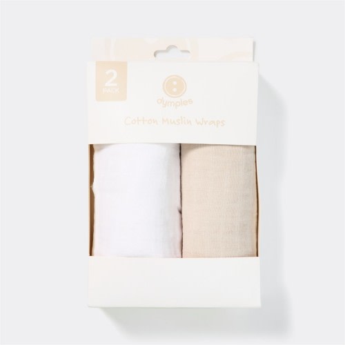Dymples Cotton Plain Muslin Wrap 2 Pack - Natural