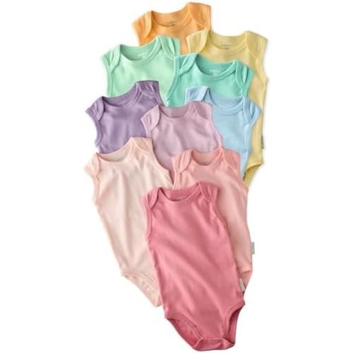 Sam 10-Pack Sleeveless Bodysuits​ 100% Organic Cotton for Baby Boys & Girls