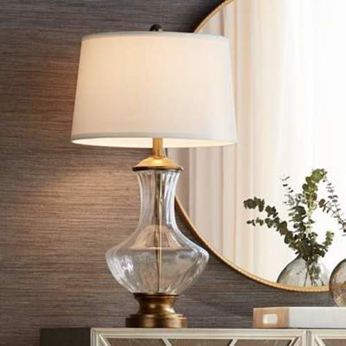 Regency Hill Harlow 28 1/2" Brass Fluted Glass Traditional Table Lamp - #626A8 | Lamps Plus