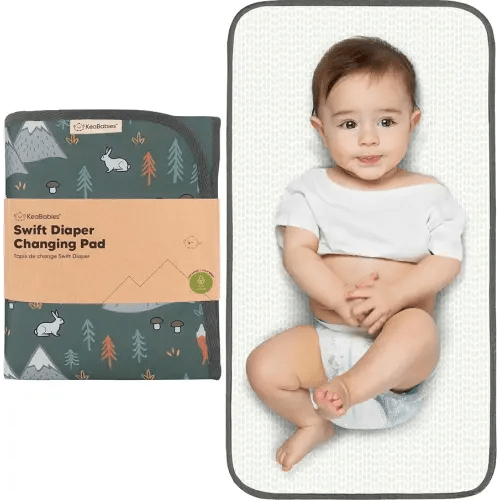 KeaBabies Portable Diaper Changing Pad, Easy Wipe Clean - Foldable Waterproof Baby Changing Mat for Diaper Bag, Compact, Lightweight, 25x13 Newborn, Infant, Baby Changer Travel Essential (Woods)