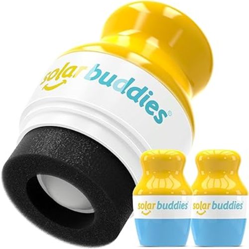 Solar Buddies Sunscreen Applicator – Blue Duo – BPA-Free Refillable Roll-on Sponge for Sunscreens & Lotions – For Kids, Adults & Families – 3.4Fl Oz – Perfect for Travel
