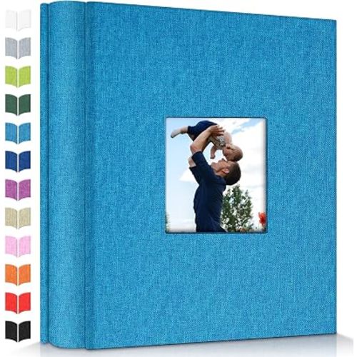 Artfeel Photo Album 4x6 with 600 Pockets,Slip-in Picture Albums,Linen Cover Memory Book with Front Window,White Page Vertical Photo Book for Wedding,Family,Anniversare,Baby,Vacation