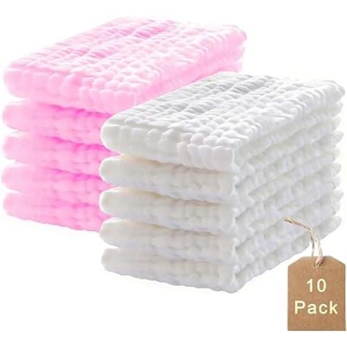 10 Pcs Absorbent Baby Burp Cloths, Muslin Burp Cloths