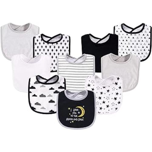 Hudson Baby Unisex Baby Cotton and Polyester Bibs, Moon And Back, One Size