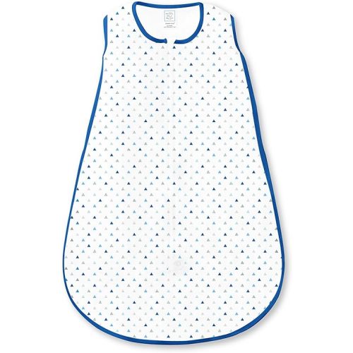 SwaddleDesigns Baby Sleep Sack 12-18 months, Cotton Knit Wearable Blanket with 2-way Zipper, Non-Weighted Sleeping Sack for Safer Sleep, Tiny Triangles Blue, Large