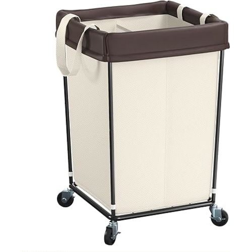 160L Laundry Basket with Wheels, 2 Section Large Rolling Laundry Hamper Bag with Wheels, Clothes Hamper Cart for Laundry, Bedroom, Bathroom and Dorm