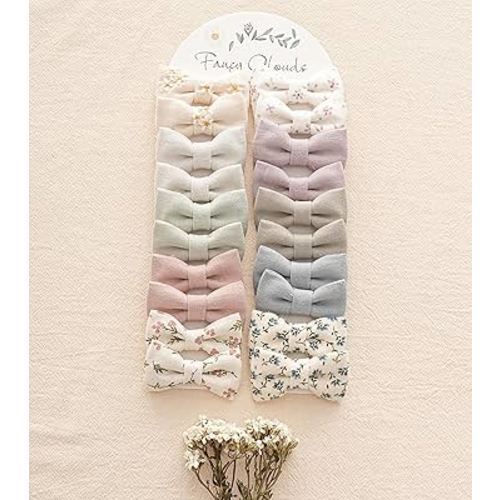 Baby Hair Clips with Bows for Girls,20pc Handmade Fully Lined Hair Barrettes,Hair Accessories for All Age Girls Toddlers Infants kids Gifts