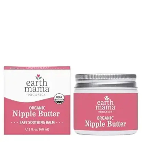 Earth Mama Organic Nipple Butter - 2 fl oz - Lanolin-Free Nipple Cream - Safe, Soothing Balm for Breastfeeding - Postpartum Essentials for Nursing