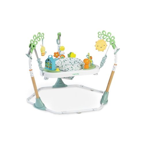 Ingenuity 3-in-1 Baby Jumper and Activity Center with Lights and Sounds – Converts to Toddler Play Table, 4 Adjustable Heights, Wood Legs, Ages 4 Months to 3 Years