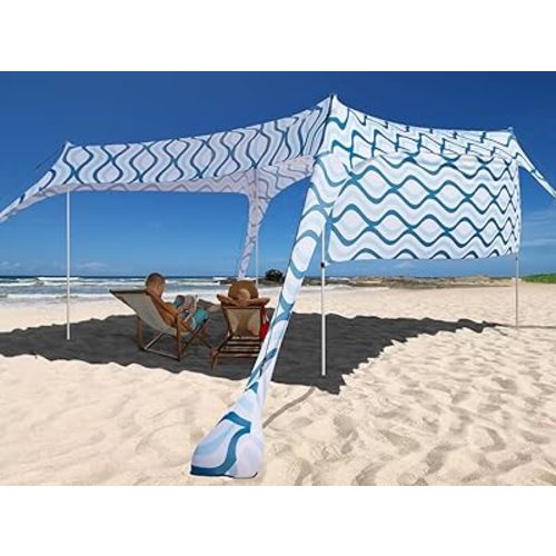 Beach Canopy Tent Shade with Sidewalls 10x10FT, 6.6FT Tall, UPF50+ Sun Shelter, Windproof & Water Resistant, Includes Guylines Sand Shovel Stability Poles, Easy Up for Beach Outdoor Camping Backyard