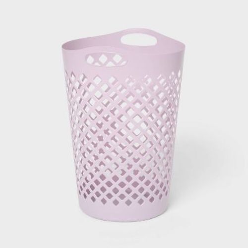 2.2bu Flexible Laundry Hamper Lavender - Brightroom™: Tall Plastic Clothes Hamper with Built-In Handles, Diamond Pattern