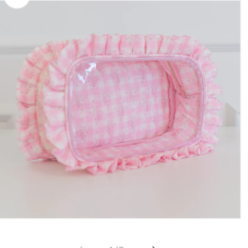 Ruffled Nylon Large Clear Pouch