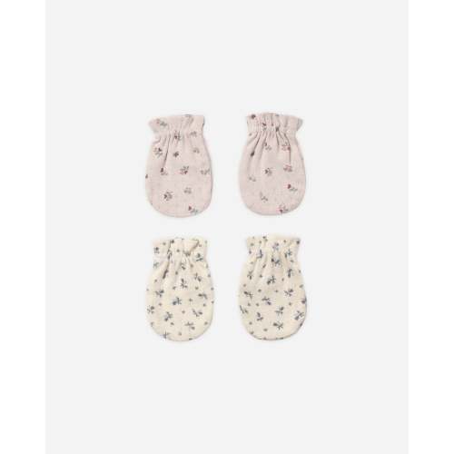 No Scratch Mittens, Set Of 2 Blue Ditsy, Heart Ditsy