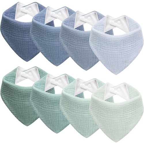 Muslin Baby Bibs Baby Drool Bandana Bibs for Baby Girls Boys Infant Newborn Toddler Drooling and Teething 6Pack/8Pack