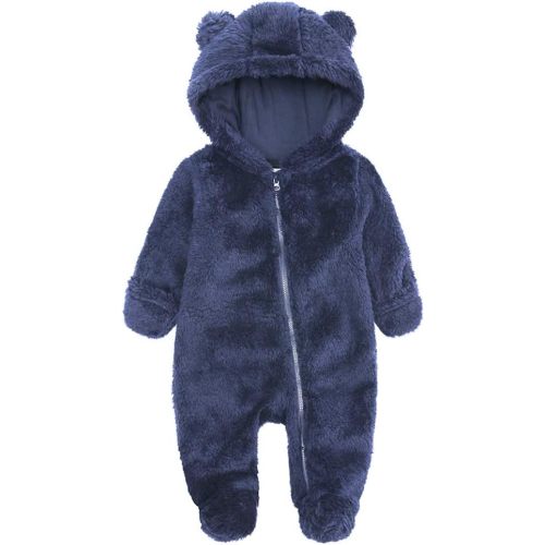 Babymine Newborn Baby Bear Fleece Hooded Romper Fall Warm Outfit Clothes