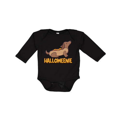 Inktastic Halloweenie Cute Dachshund in Hot Dog Costume Boys or Girls Long Sleeve Baby Bodysuit