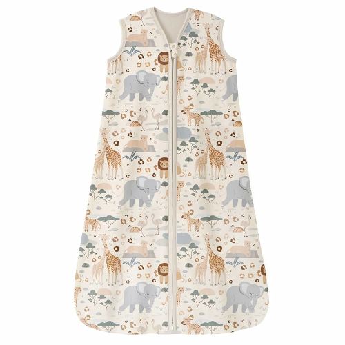 Baby Sleep Sack 6-12 Months 100% Cotton Lightweight 0.5 TOG Wearable Blanket Baby Sleep Bag with 2-Way Zipper for Newborn Infant Apricot Elephant