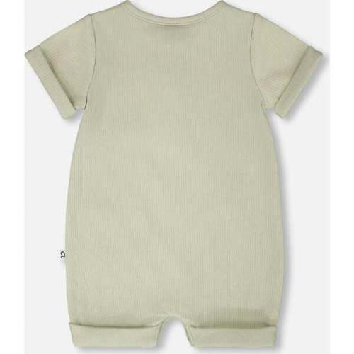 Cotton Rib Romper, Sage Green - Deux par Deux | Maisonette