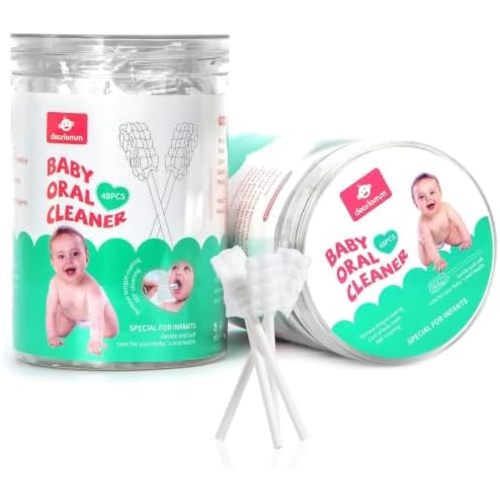 dearlomum 96 Count Baby Tongue Cleaner, Newborn Infant Toothbrush, 2 Jars