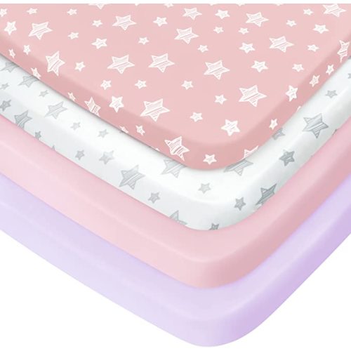 Pack and Play Sheets Girl, Mini Crib Sheets, Stretchy Playard Fitted Sheet