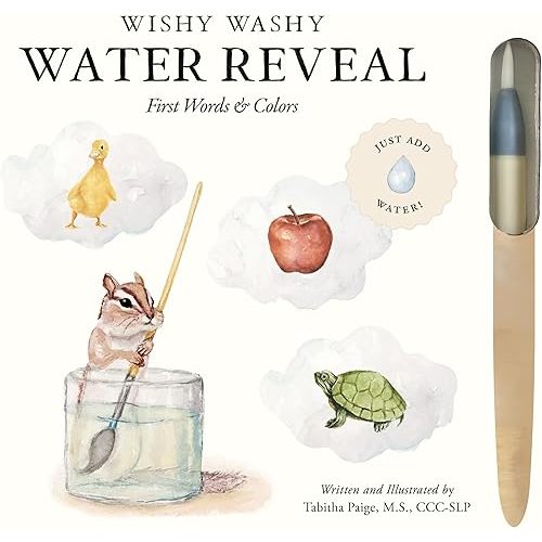 Wishy Washy (Water Reveal Edition): A Reusable Water Reveal Activity Book Teaching First Words and Colors (Tabitha Paige Children's Book Series) Spiral-bound – December 9, 2025