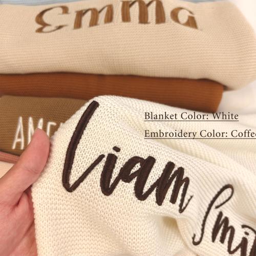 Personalized Baby Blanket, Custom Name Cotton Knit Blanket|Handmade Newborn Keepsake | Gift for Baby, First Birthday Gift,Hospital Blanket