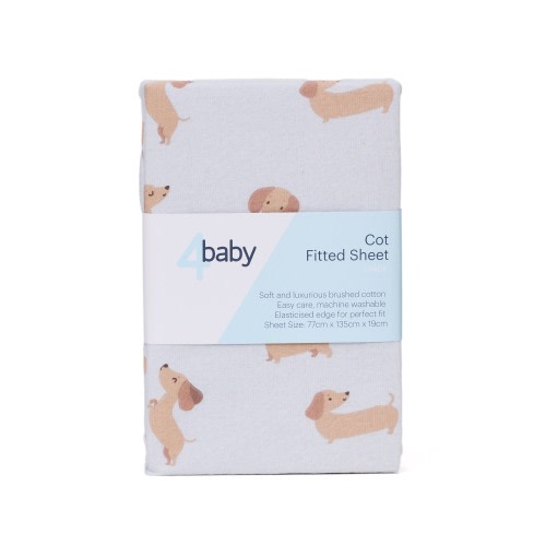 4Baby Flannel Cot Fitted Sheet Silly Sausages