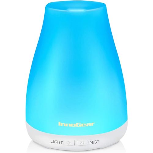 InnoGear Essential Oil Diffuser, Upgraded Diffusers for Essential Oils Aromatherapy Diffuser Cool Mist Humidifier with 7 Colors LED Lights 2 Mist Mode Waterless Auto Off for Home Office Room, White - Basic White