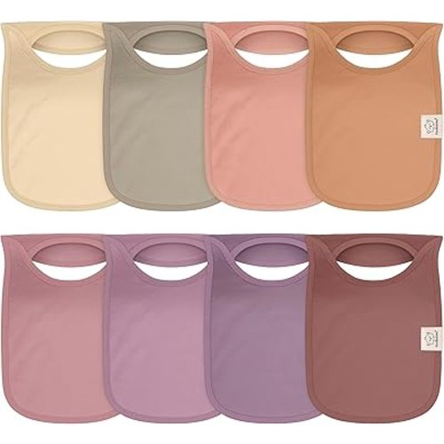 KeaBabies 8-Pack Baby Bibs for Boys, Girls - Pullover Bibs for Drooling Teething Baby Girl & Boy Toddler, Newborn, Soft & Absorbent, Cute Colors, Large Torso Coverage Keep Infant Clean & Dry (Mauve)