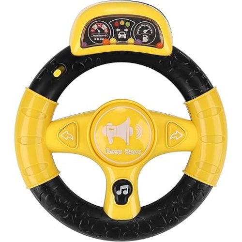 Accmor Stroller Steering Wheel Toy, Music Sound Simulated Steering Wheel for Stroller Shopping Carts Cart Universal Detachable Pretend Driving Funny Toy Attachment