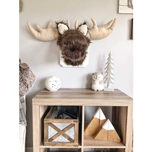 Faux Fur Moose Head Wall Mount: Crochet Accent Nursery Decor