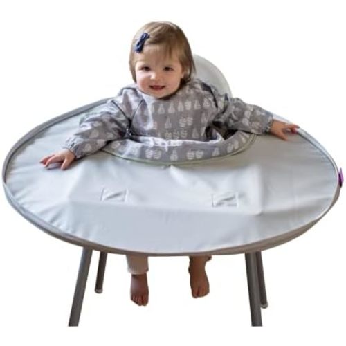 Tidy Tot- Baby Bib & Tray Kit - Mess Proof Long Sleeve Smock Attaches to Feeding Mat, Waterproof Bib - Fits Babies 6-24 Month