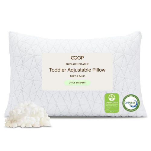 Coop Home Goods Original Toddler Adjustable Pillow, Breathable & Washable for Kids with Premium Memory Foam for Neck, Knee & Back Support, 19" x 13"