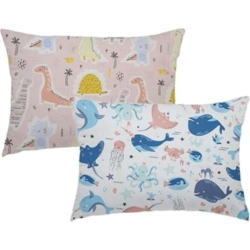 Kid Toddler Pillowcase,2 Packs 100% Cotton Pillow Cover for Kids Boy Girl Bedding,15x23 Pillowslip Case Fits Pillows Sized 13x18 or 14x19,Envelope Closure Travel Pillow Pillowcase