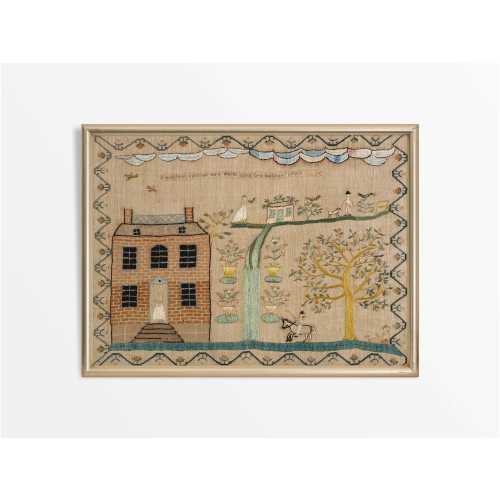 Rustic Children Nursery Textile Wall Art, Neutral Vintage Tapestry, Antique Country Farmhouse Décor, Pattern, PHYSICAL Paper Print #0827