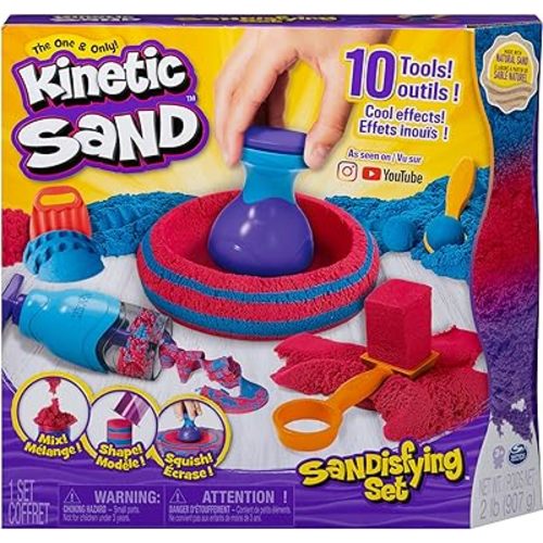 Kinetic Sand, Sandisfying Set with 2lbs of Sand and 10 Tools, Play Sand Sensory Toys for Kids Ages 3 and up